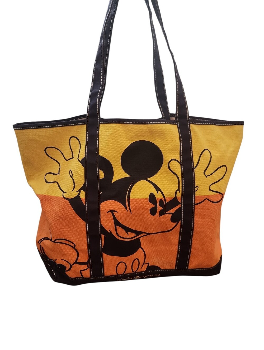 Disney Parks Disney Mickey Mouse Yellow Orange Canvas Tote Bag EUC